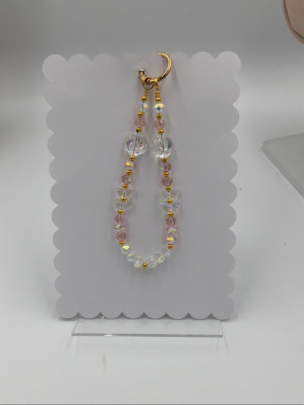 Delicate Pink & Clear Beaded Charm